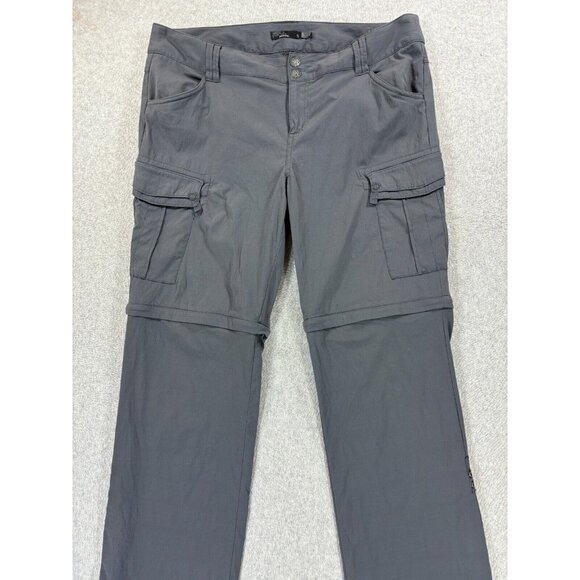 Prana Cargo Roll Up Hiking Travel Pants (Women's Size 12) Gray -‎ - Picture 2 of 13